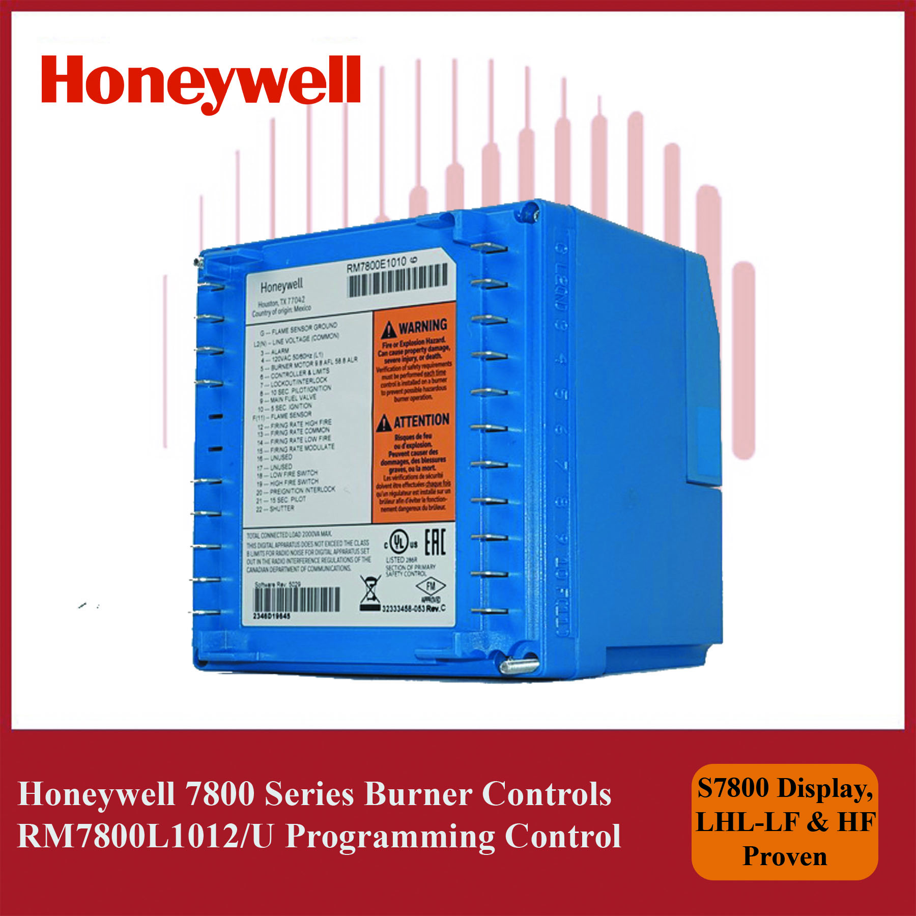 Honeywell RM7800L1012/U Programmer | 7800 Series Burner Management Control - Image 2