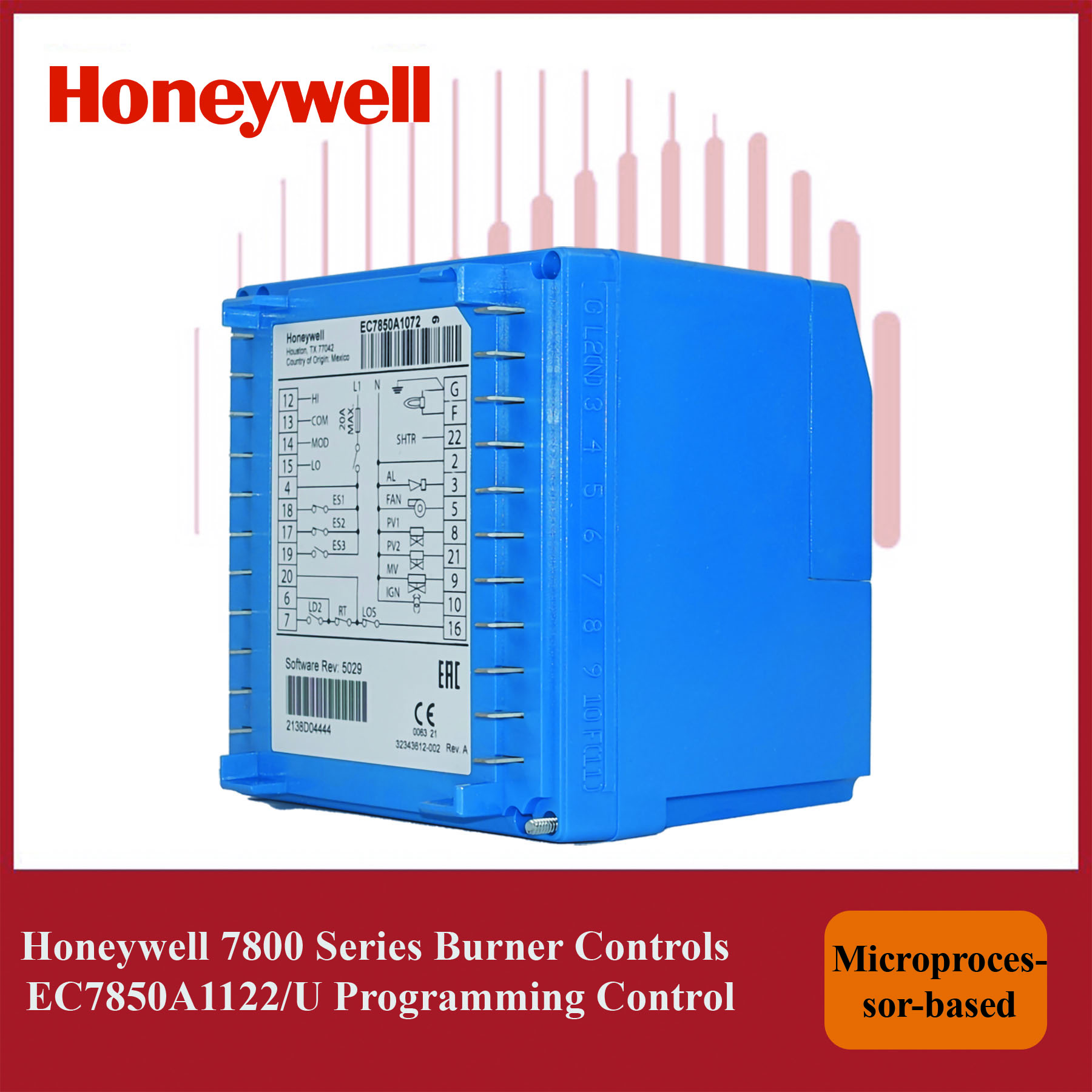 Honeywell EC7850A1122/U Burner Control | 7800 Series Flame Safety & Programming Unit - Image 3