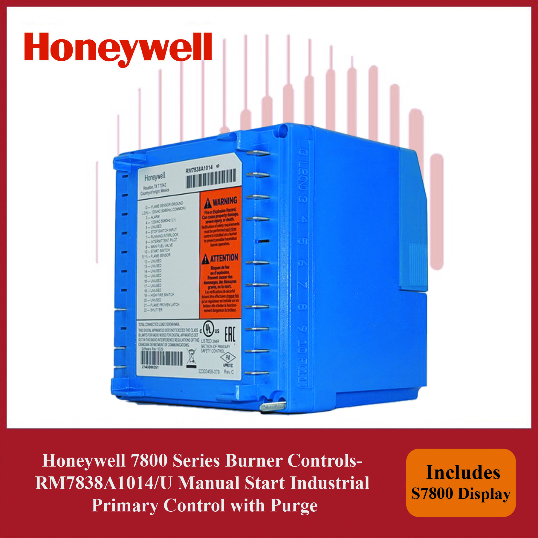 Honeywell 7800 Series Burner Controls- RM7838A1014/U Manual Start Industrial Primary Control with Purge - Image 2