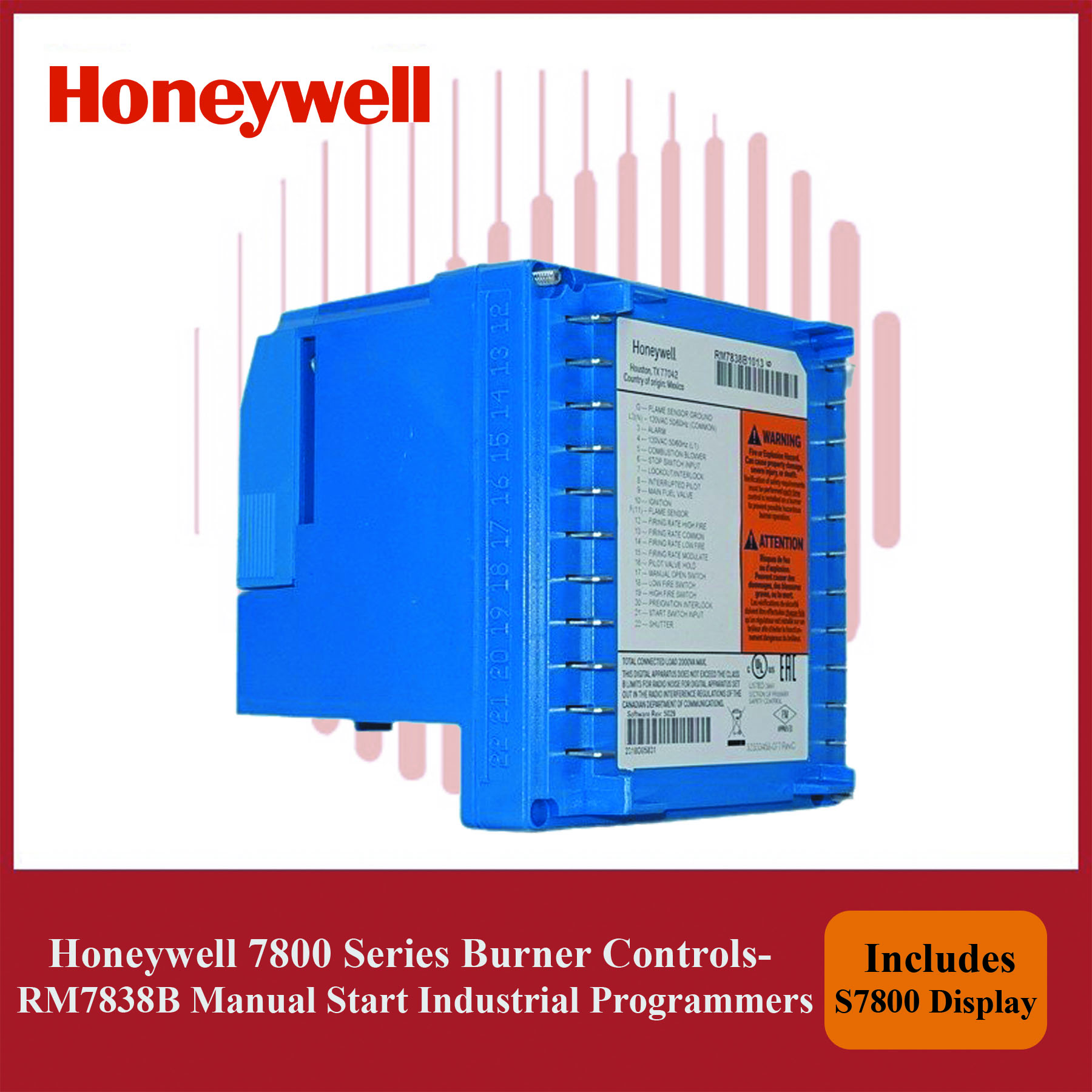 Honeywell 7800 Series Burner Controls- RM7838B1013/U Manual Start Industrial Programmers