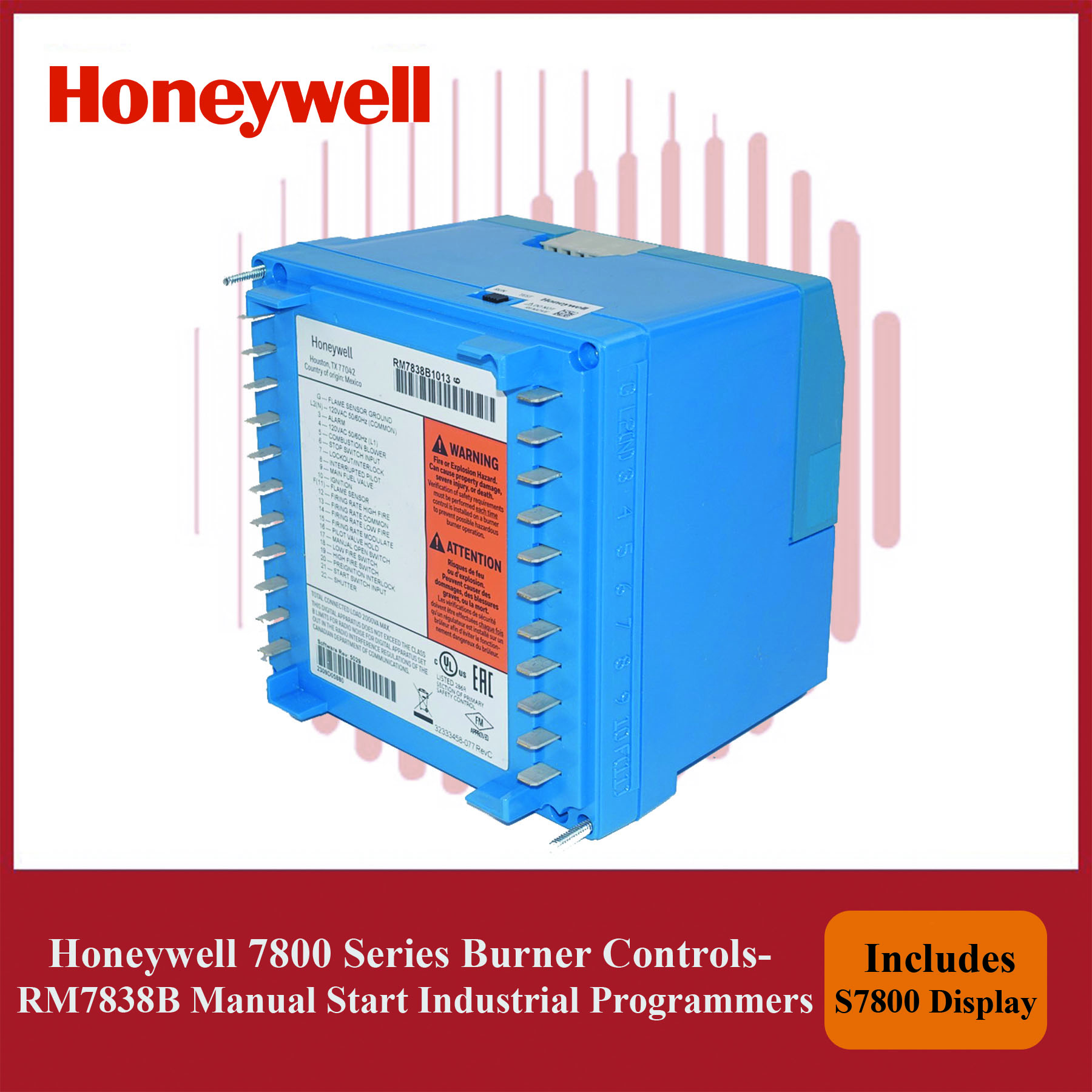 Honeywell 7800 Series Burner Controls- RM7838B1013/U Manual Start Industrial Programmers - Image 3