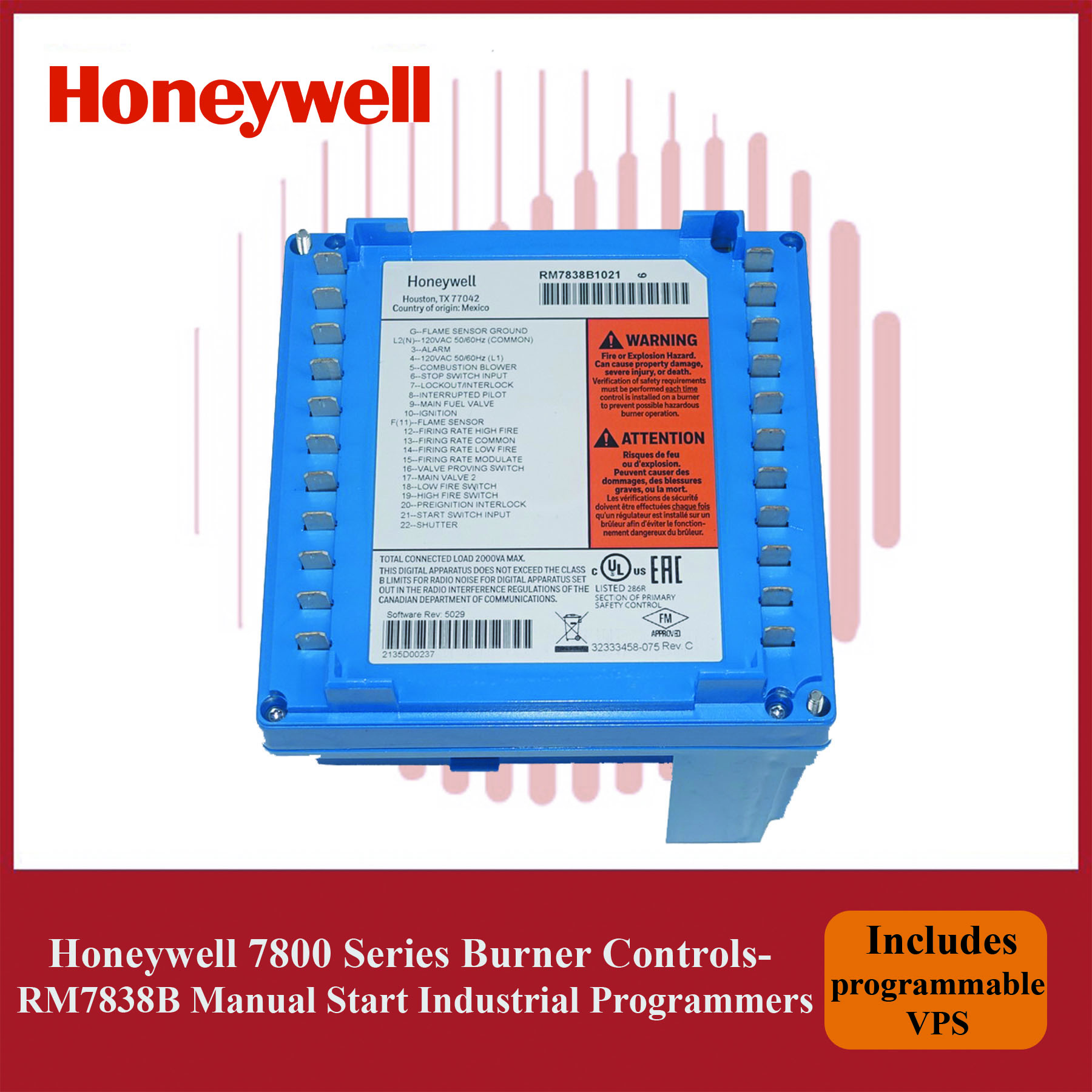 Honeywell 7800 Series Burner Controls- RM7838B1021/U Manual Start Industrial Programmers with VPS - Image 4