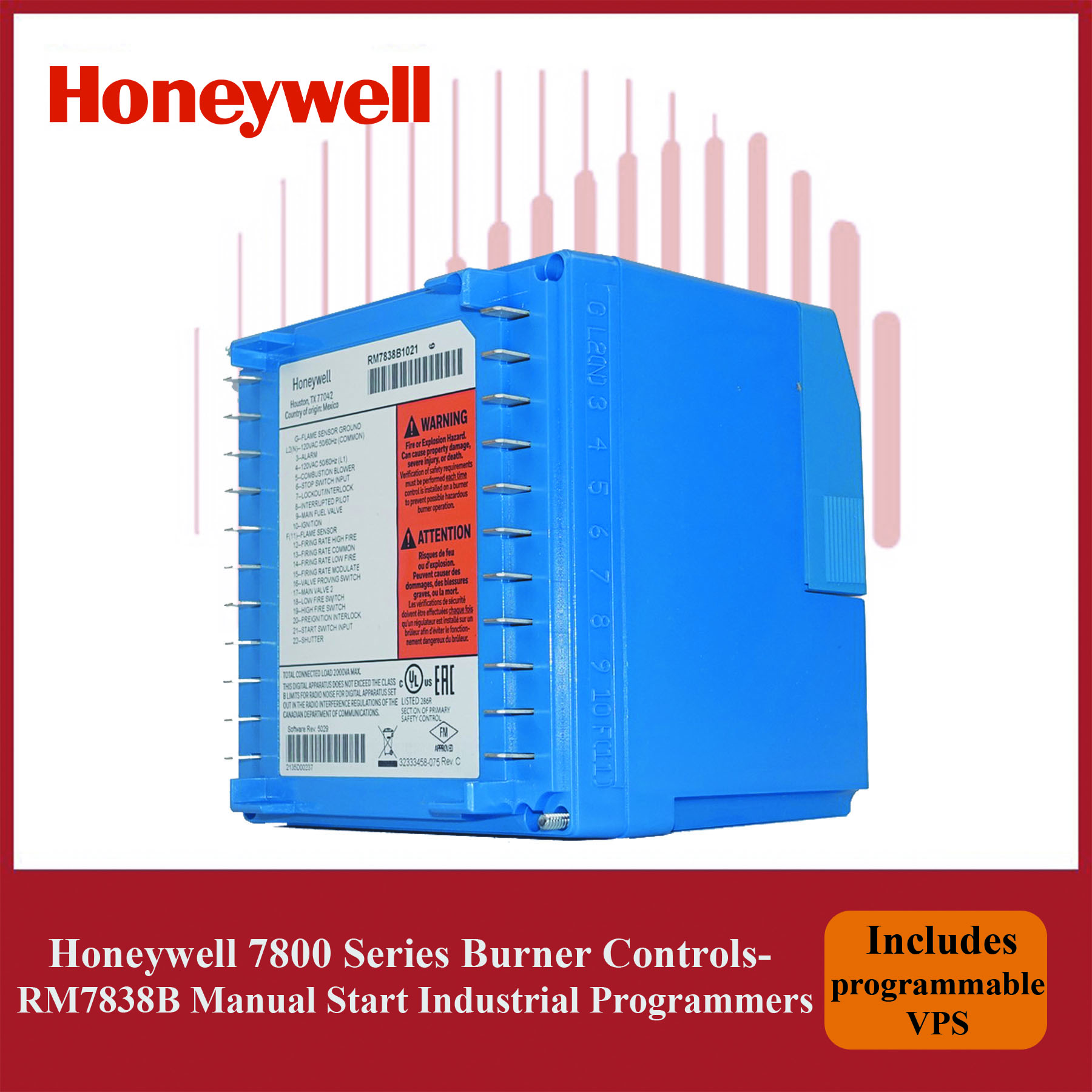 Honeywell 7800 Series Burner Controls- RM7838B1021/U Manual Start Industrial Programmers with VPS - Image 3