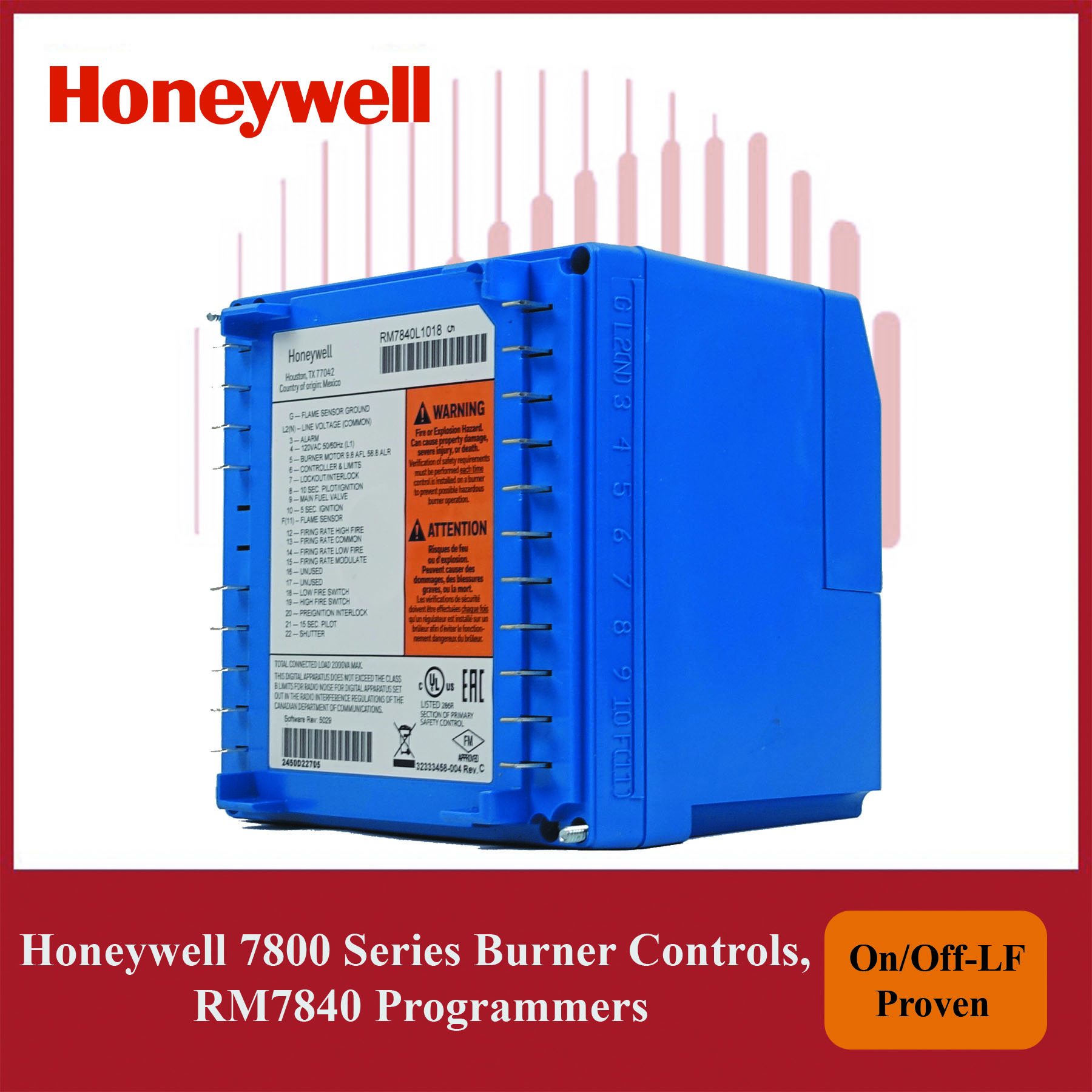 Honeywell RM7840M1017/U Programmers, 7800 Series Burner Controls