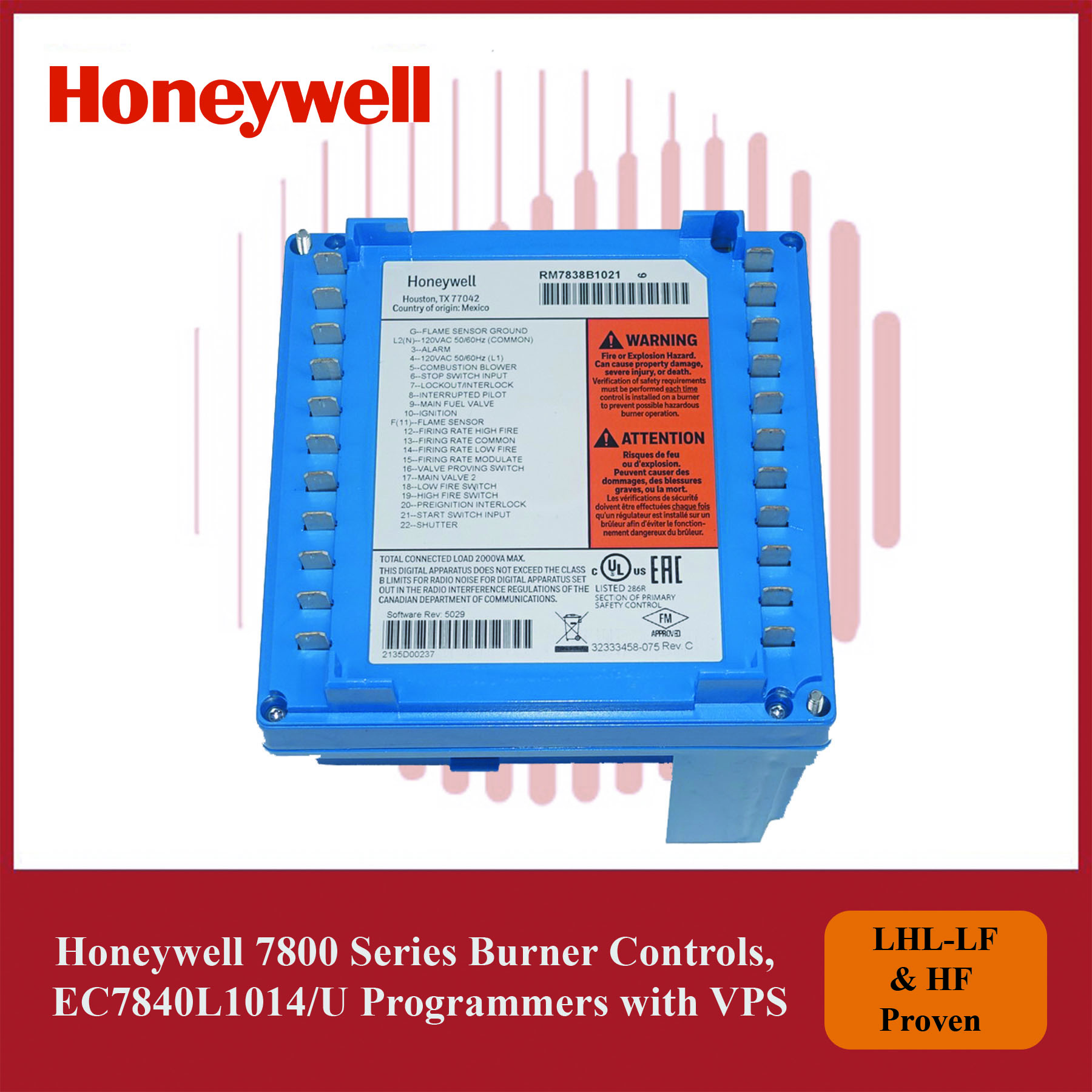 Honeywell 7800 Series Burner Controls EC7840L1014/U Programmers with VPS - Image 2