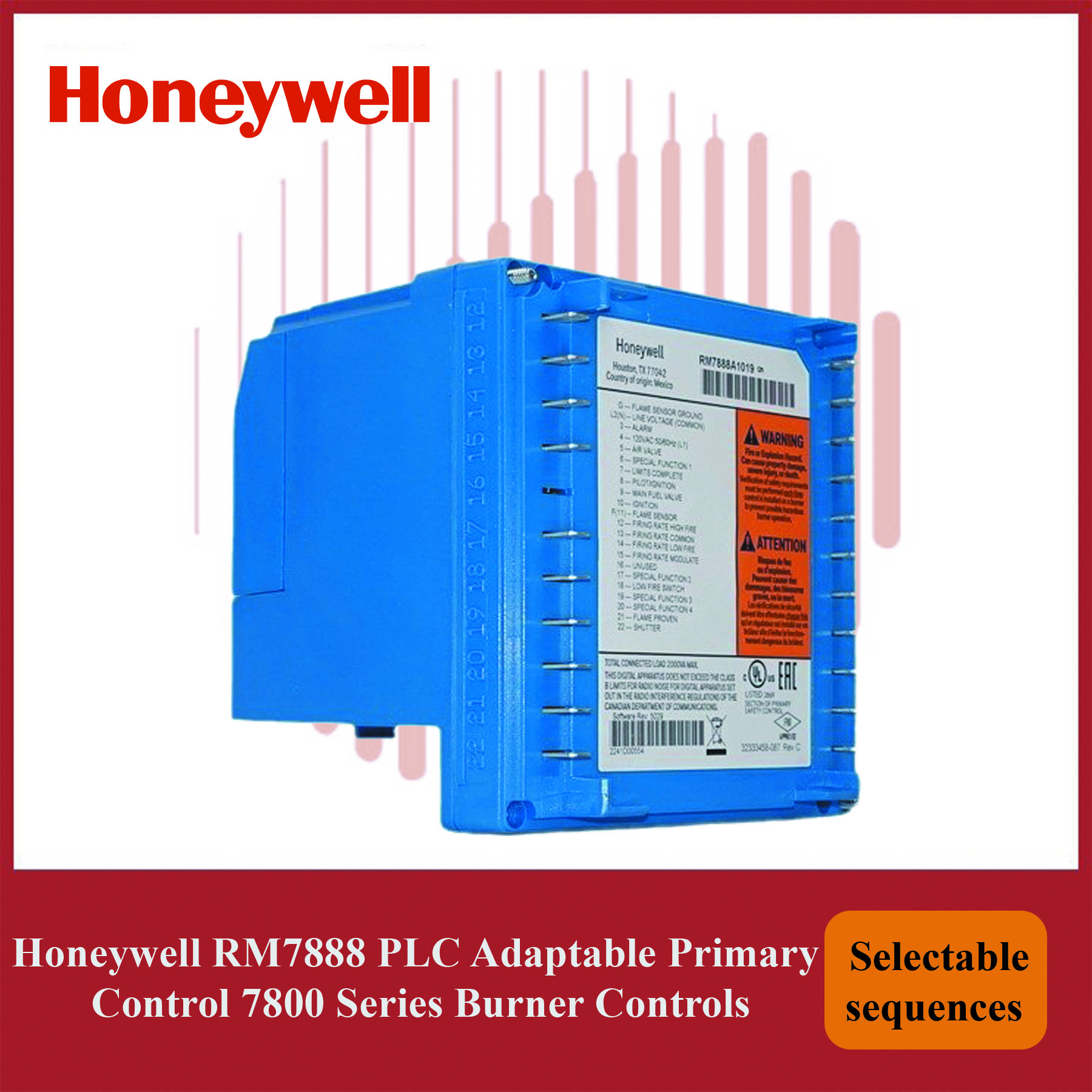 Honeywell 7800 Series Burner Controls RM7888A1027/U PLC Adaptable Primary Control
