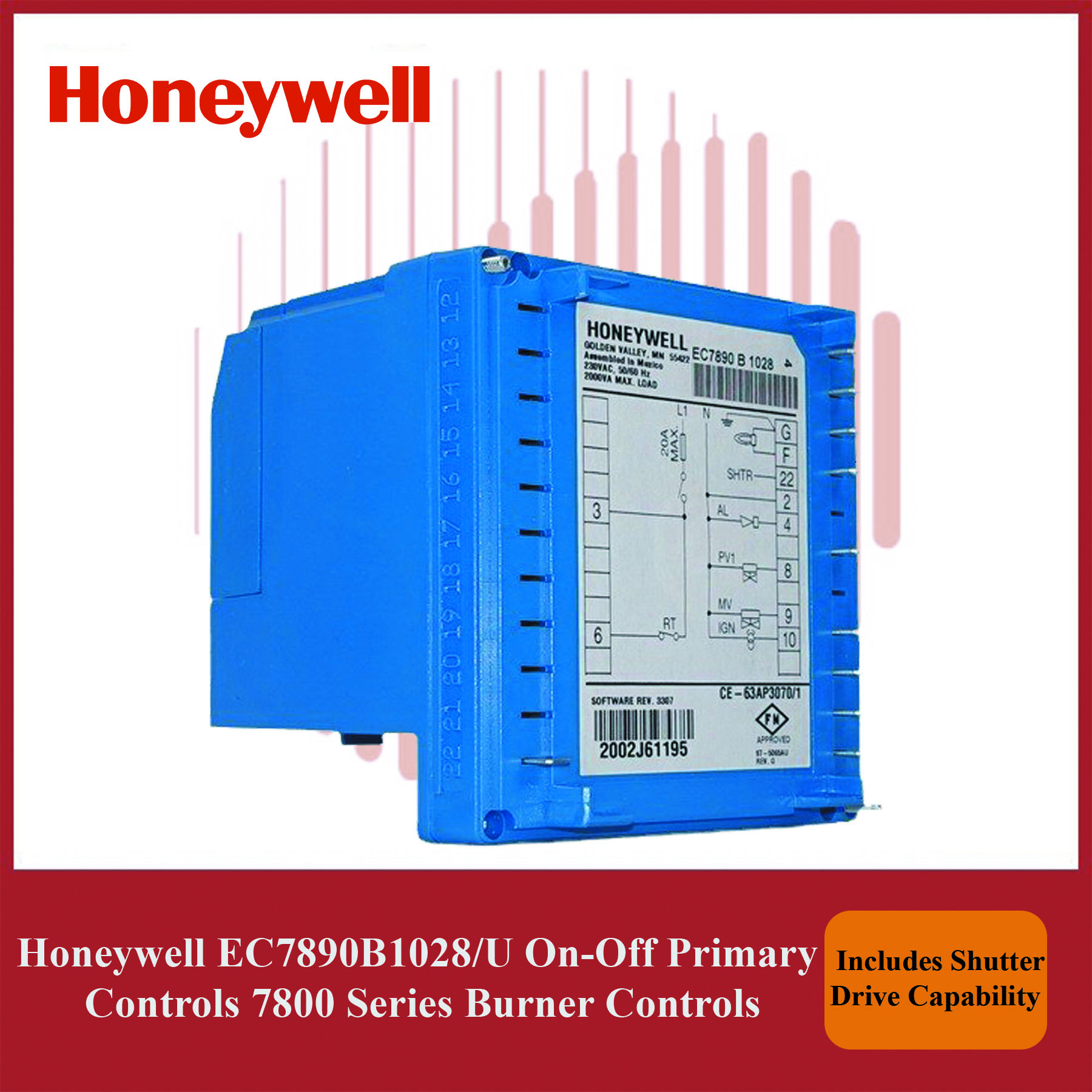 Honeywell EC7890B1028/U On-Off Primary Controls 7800 Series Burner Controls