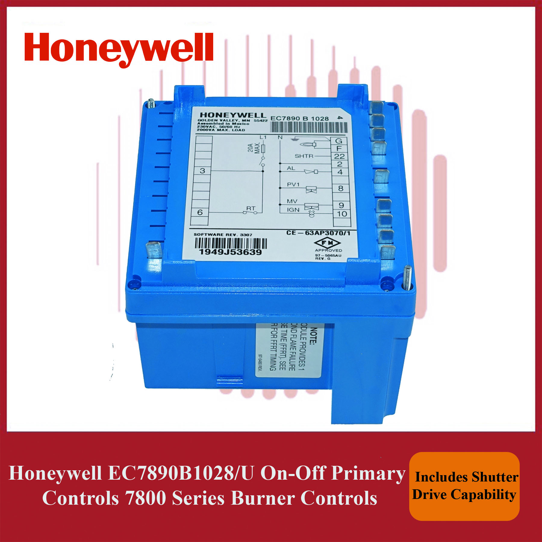 Honeywell EC7890B1028/U On-Off Primary Controls 7800 Series Burner Controls - Image 2