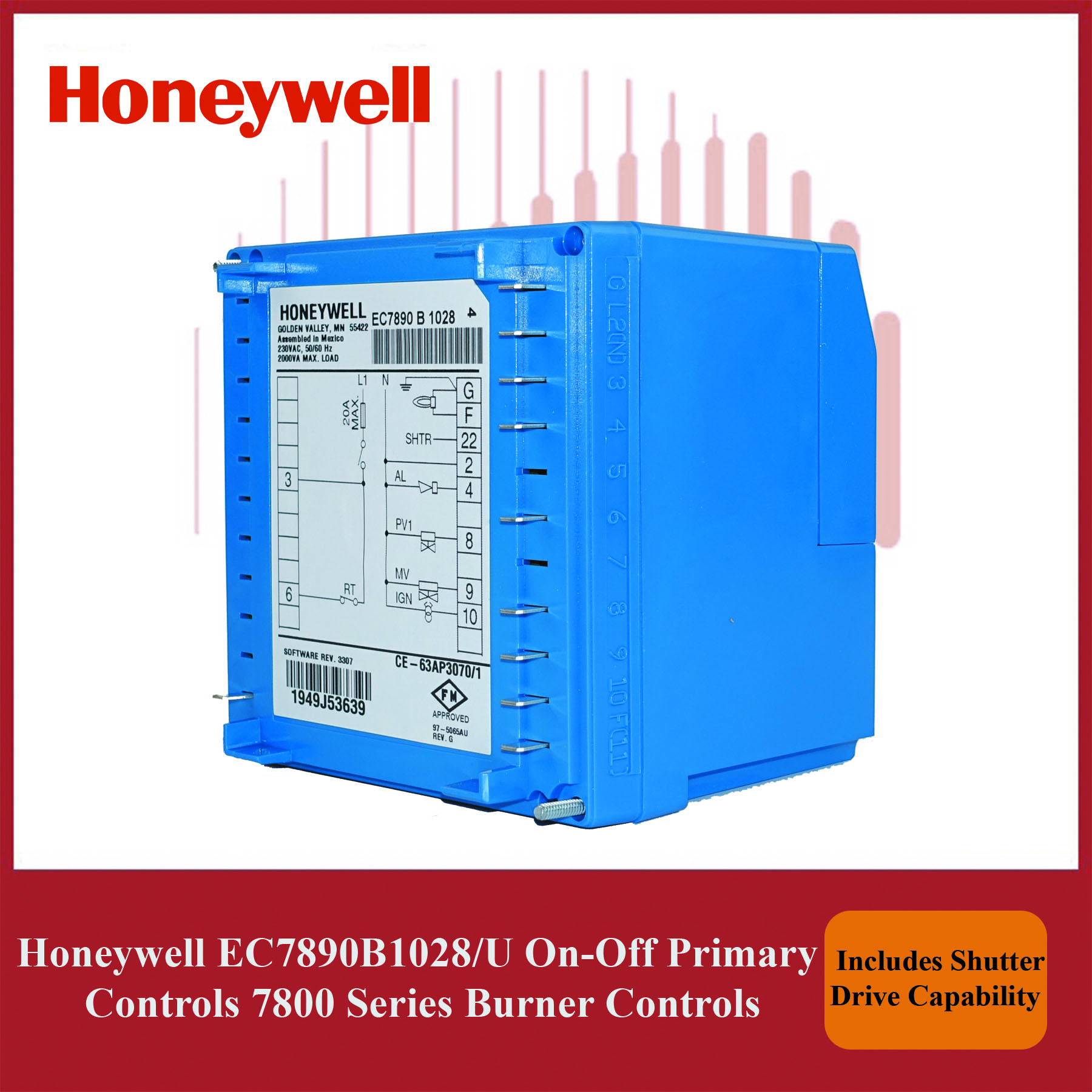 Honeywell EC7890B1028/U On-Off Primary Controls 7800 Series Burner Controls - Image 3