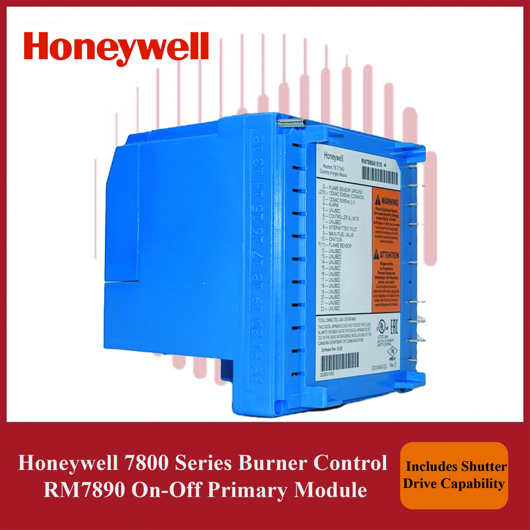 Honeywell 7800 Series Burner Control RM7890A1015/U On-Off Primary Module