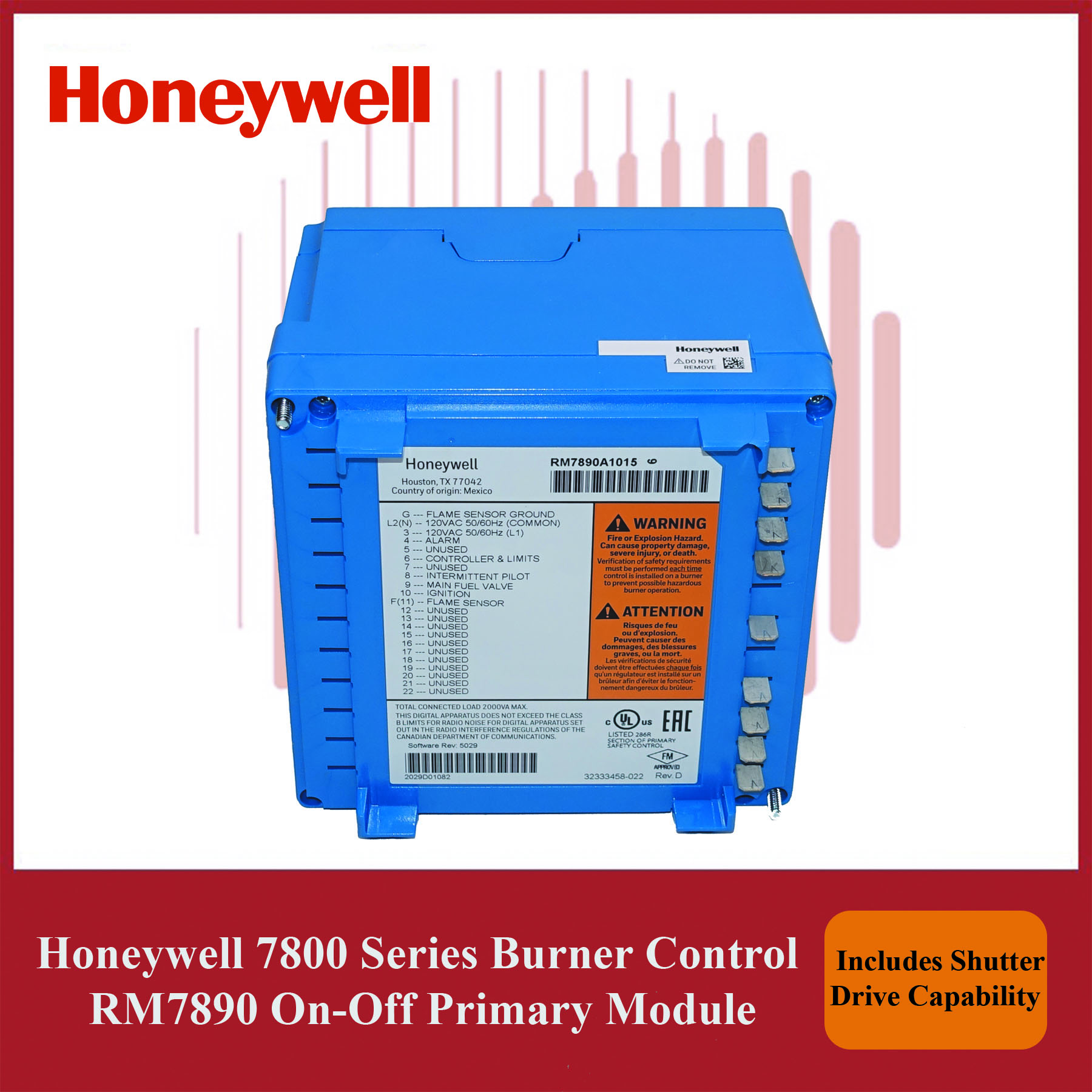 Honeywell 7800 Series Burner Control RM7890A1015/U On-Off Primary Module - Image 3
