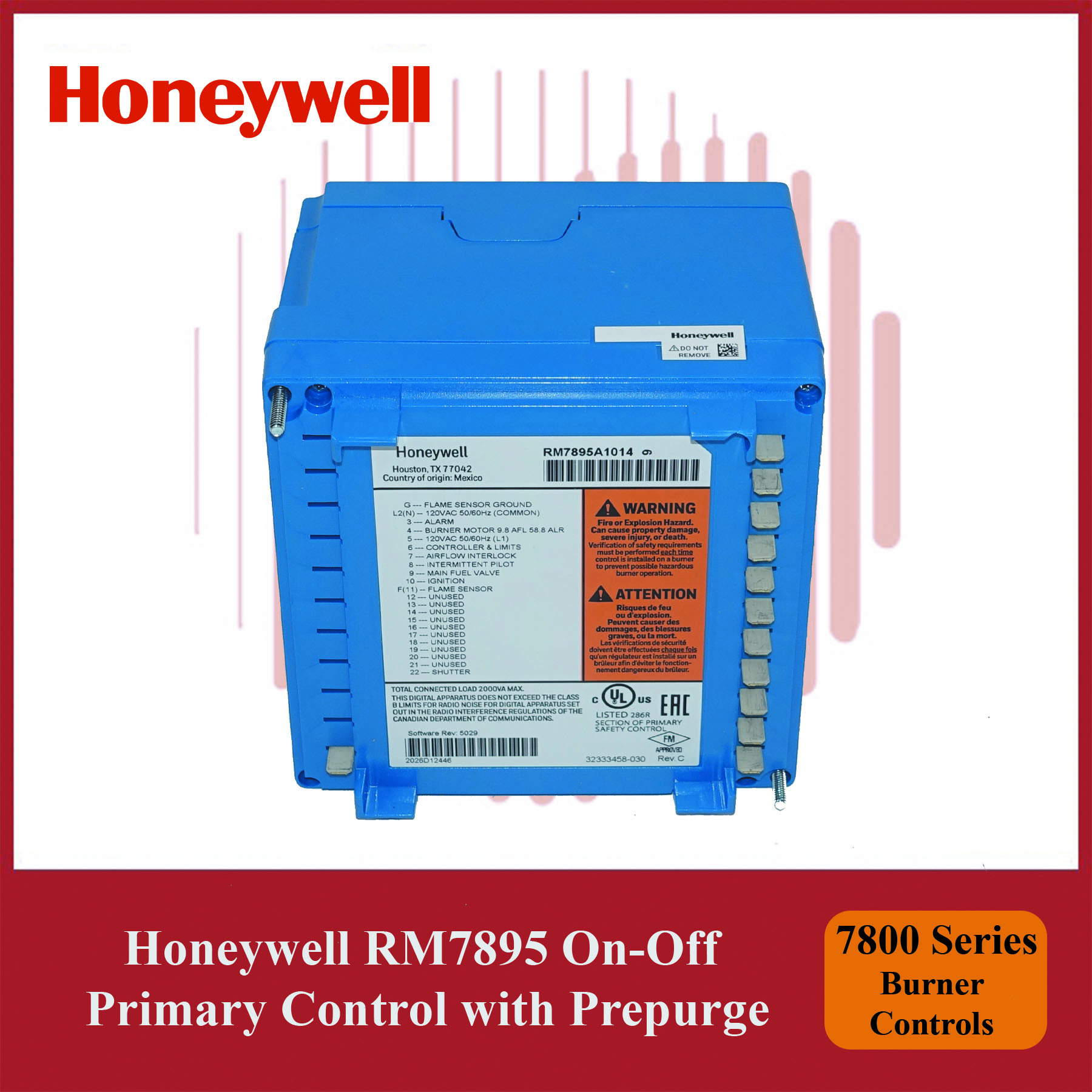 Honeywell 7800 Series Burner Control RM7895A1014/U On-Off Primary with Prepurge - Image 3
