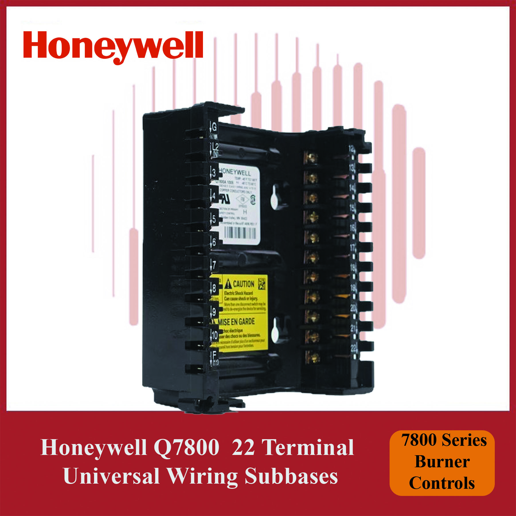 Honeywell Q7800F1004/U 22 Terminal Universal Wiring Subbases 7800 Series Burner Controls