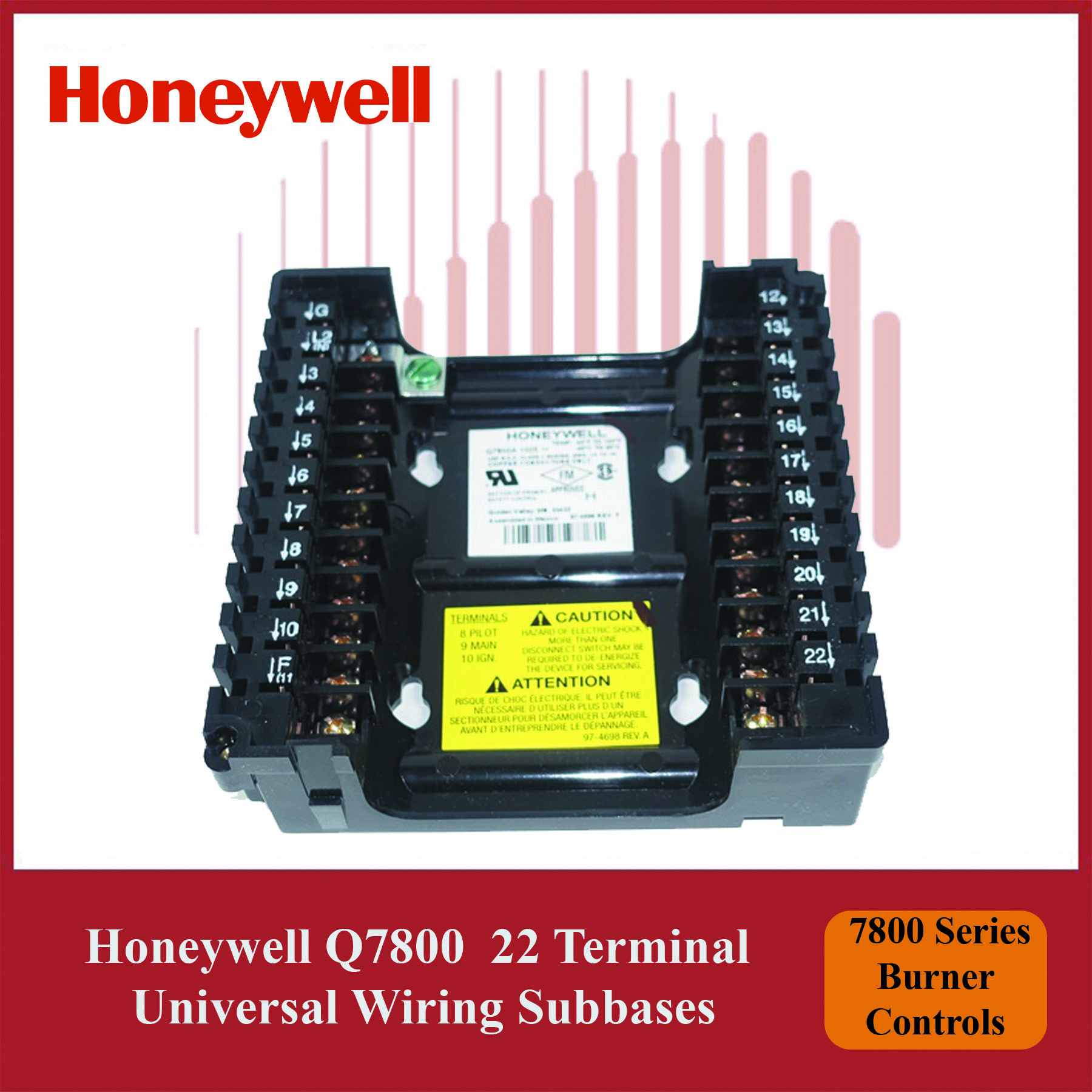 Honeywell Q7800A1005/U 22 Terminal Universal Wiring Subbases 7800 Series Burner Controls - Image 4