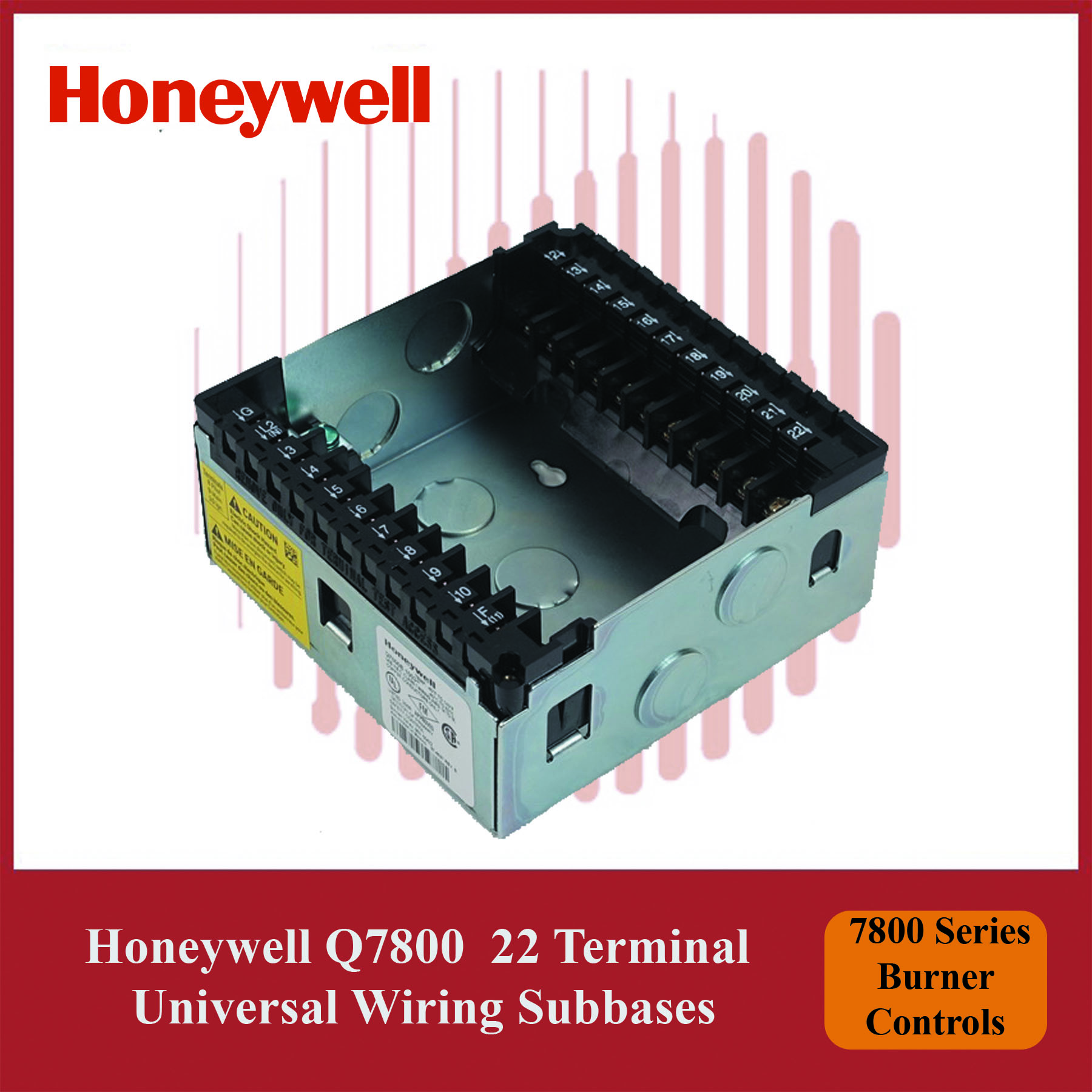 Honeywell Q7800B1003/U 22 Terminal Universal Wiring Subbases 7800 Series Burner Controls