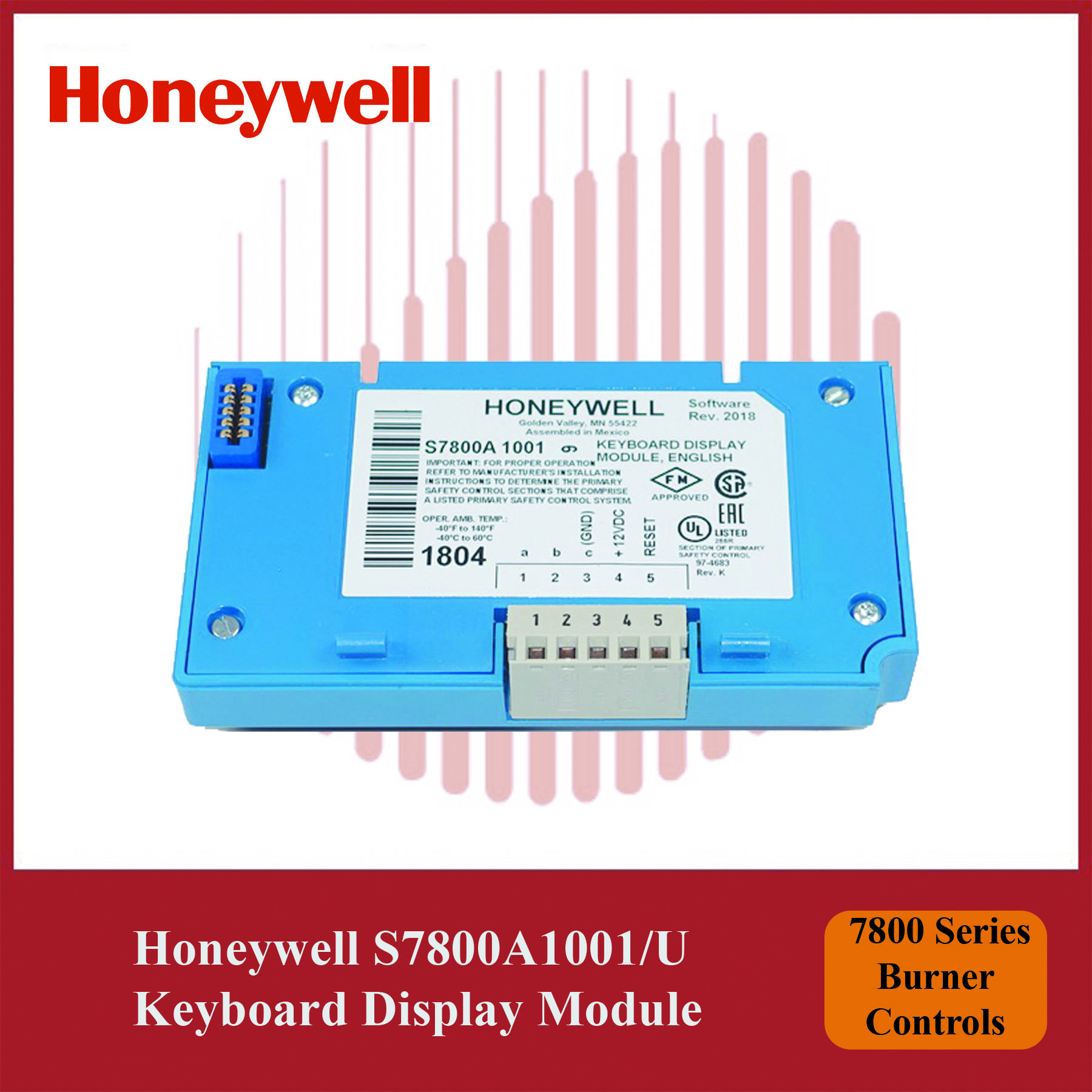 Honeywell 7800 Series Burner Controls S7800A1001/U Keyboard Display Module - Image 2