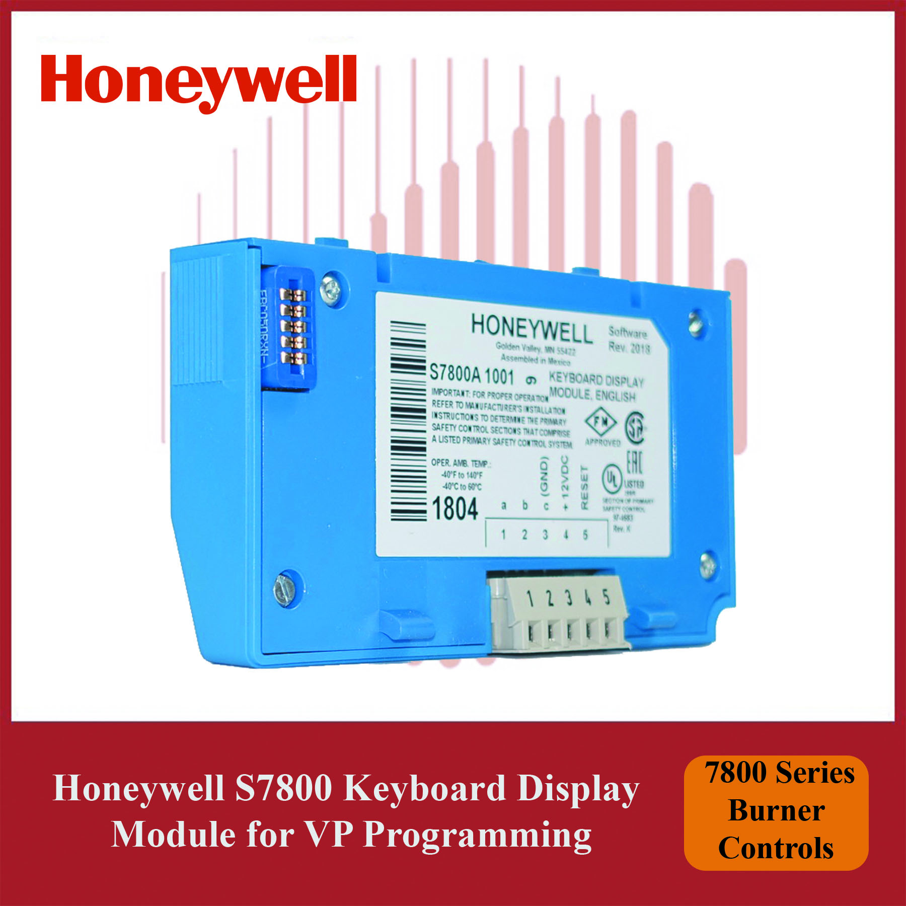 Honeywell 7800 Series Burner Controls S7800A1142/U Keyboard Display Module for VP Programming - Image 2