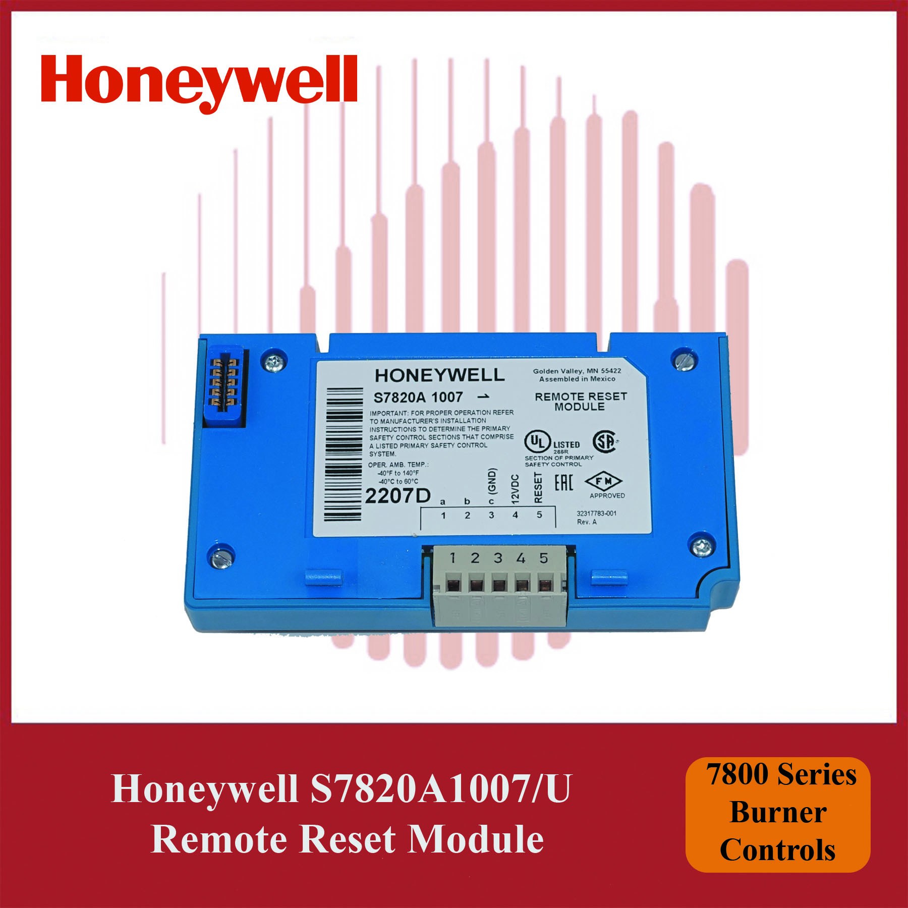 Honeywell S7820A1007/U Remote Reset Module 7800 Series Burner Controls - Image 3