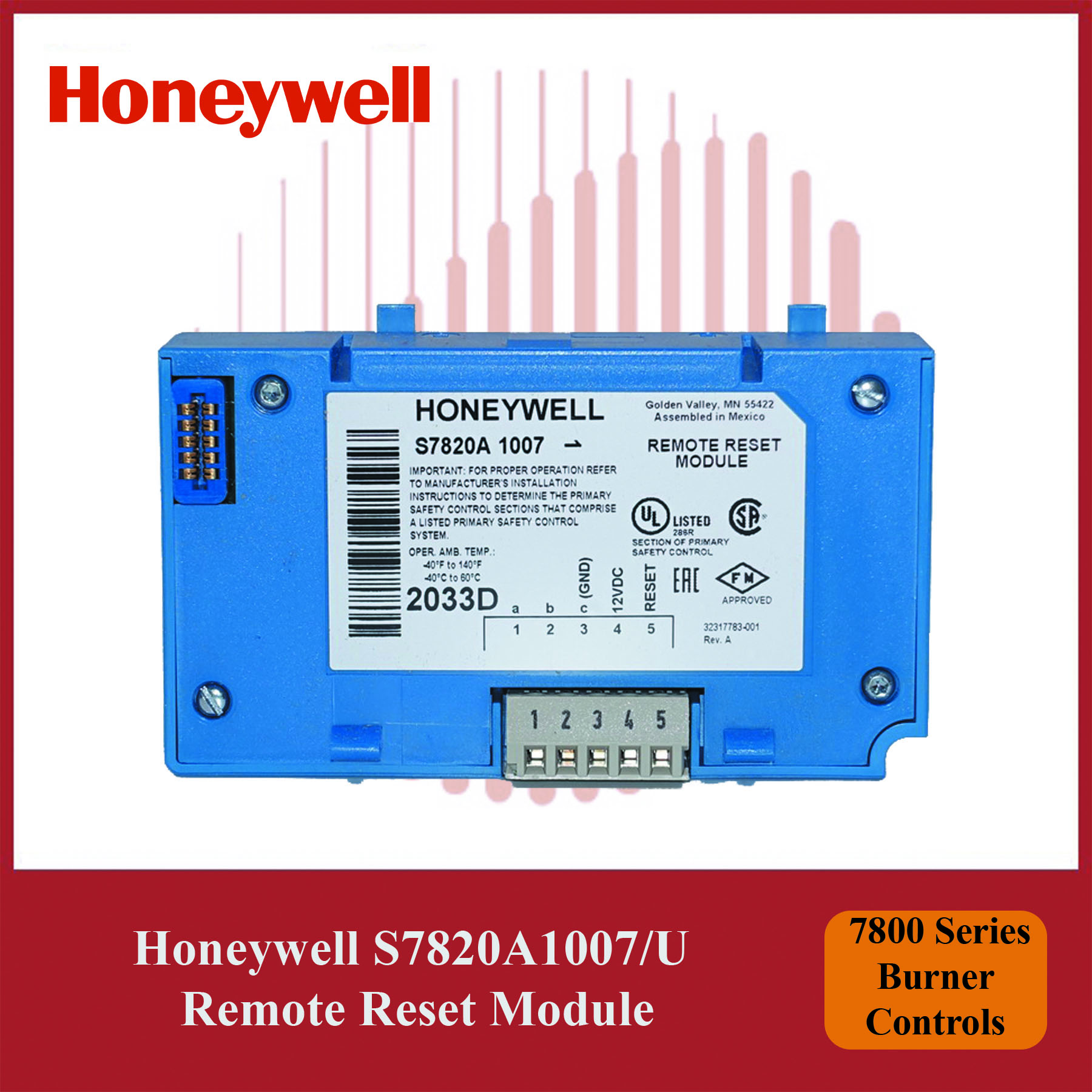 Honeywell S7820A1007/U Remote Reset Module 7800 Series Burner Controls