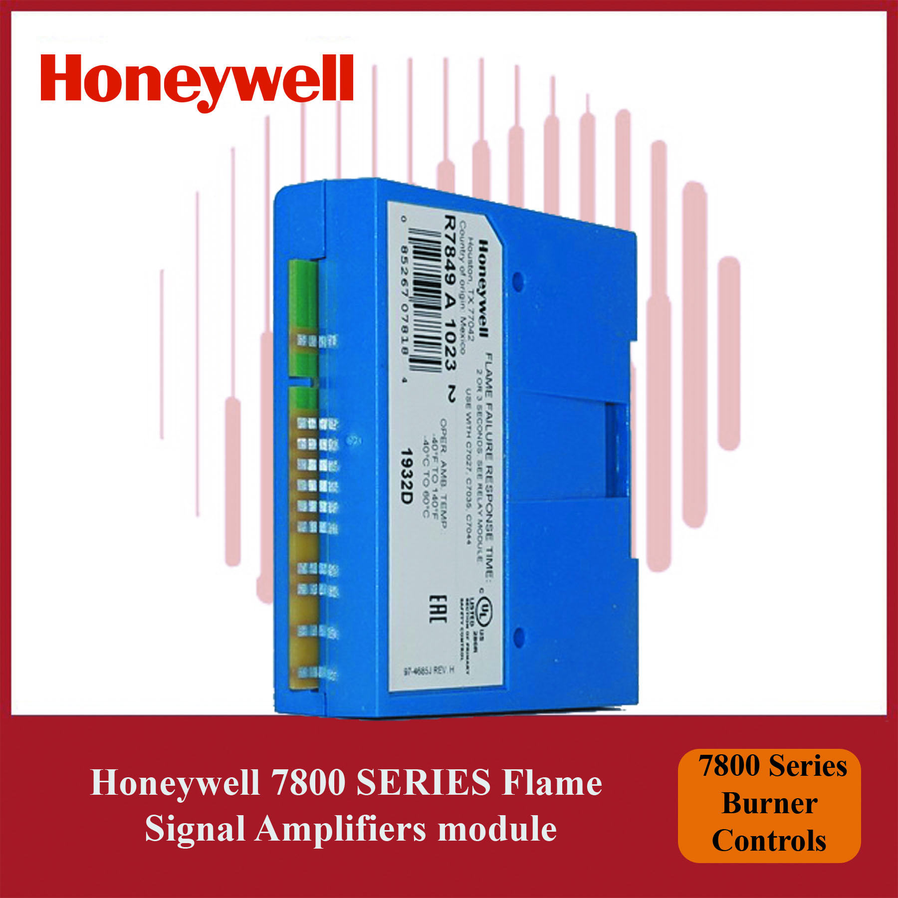 Honeywell R7849A1023/U – Reliable Flame Signal Amplifier Module for 7800 Series Burners