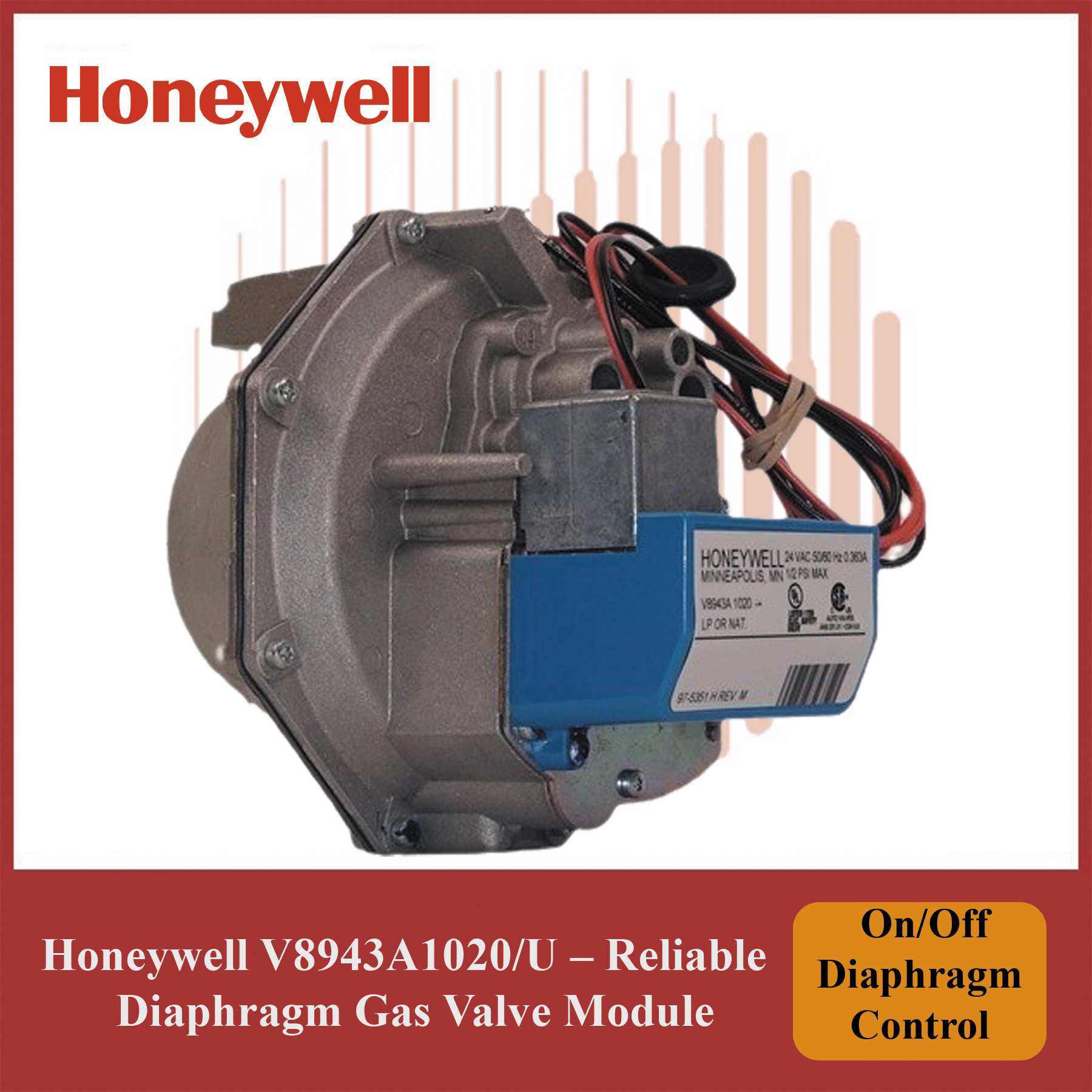 Honeywell V8943A1020/U On-Off Diaphragm Gas Valve Module for Burners