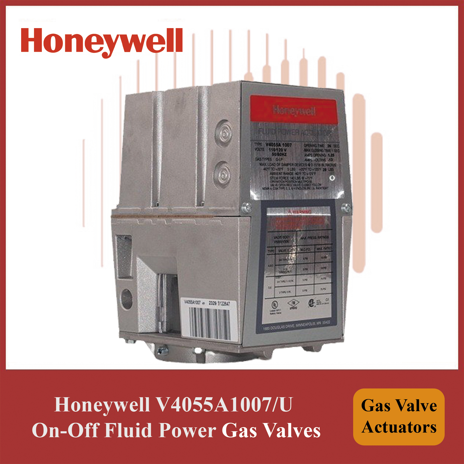 Honeywell Module- V4055A1007/U On-Off Fluid Power Gas Valve Actuators