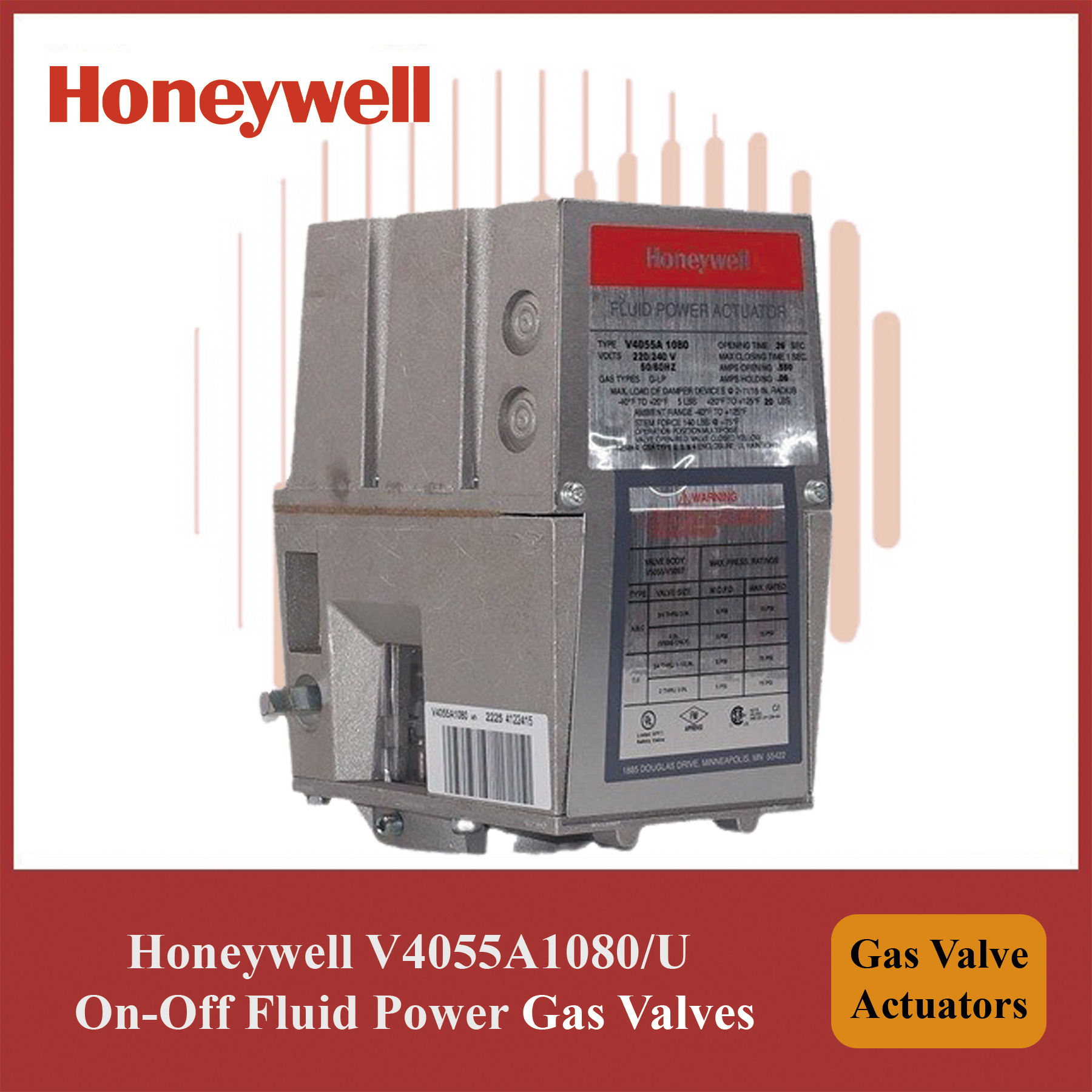 Honeywell Module- V4055A1080/U Gas Valve Actuators On-Off Fluid Power Control
