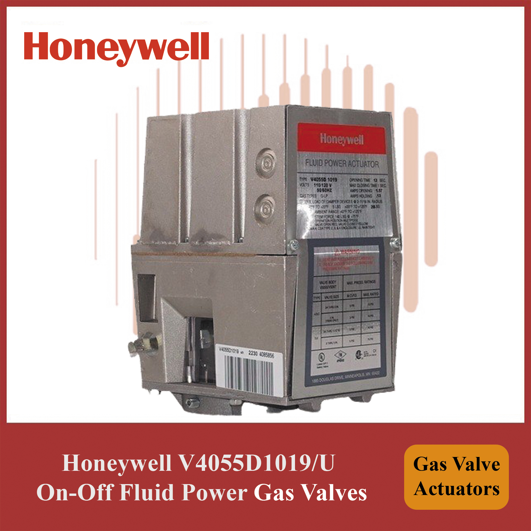 Honeywell Module- V4055D1019/U On-Off Fluid Power Gas Valve Actuators