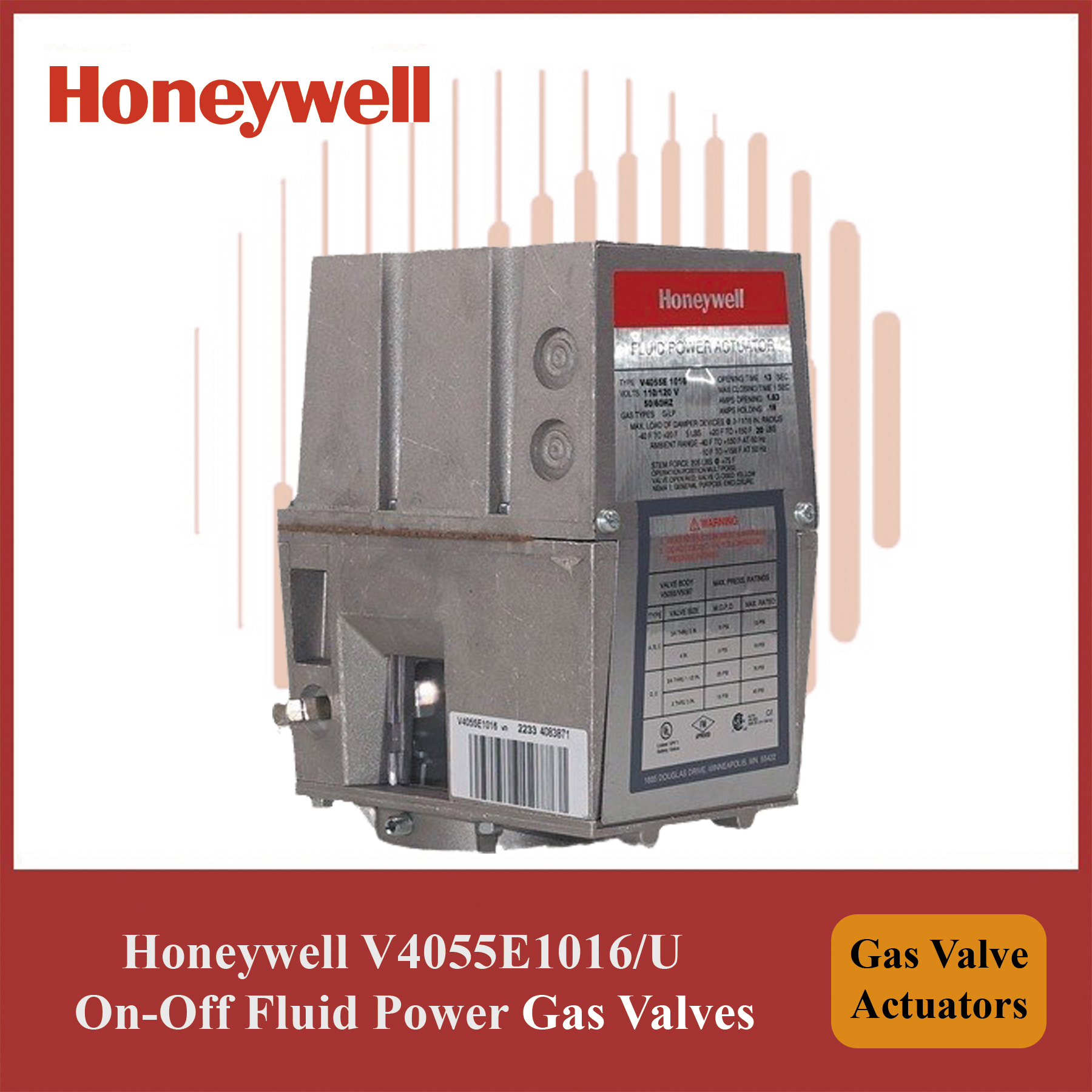Honeywell On-Off Fluid Power- V4055E1016/U Module Gas Valve Actuators